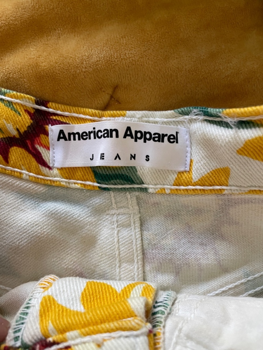 American Apparel White Sunflower Print High Waist Shorts - Picture 6 of 7